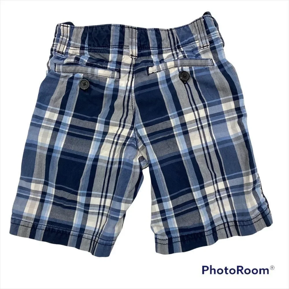 Two Pairs Boys Baby Gap Casual‎ Shorts Both Size 4 Grey and Blue and White Plaid